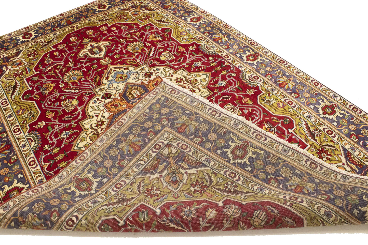 Hand-Knotted Vintage Oriental Rug Red Traditional