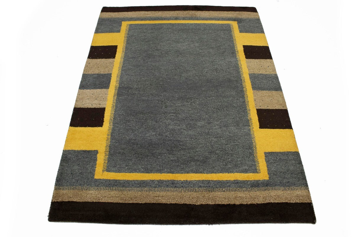 Handmade Indo-Gabbeh Oriental Rug Geometric