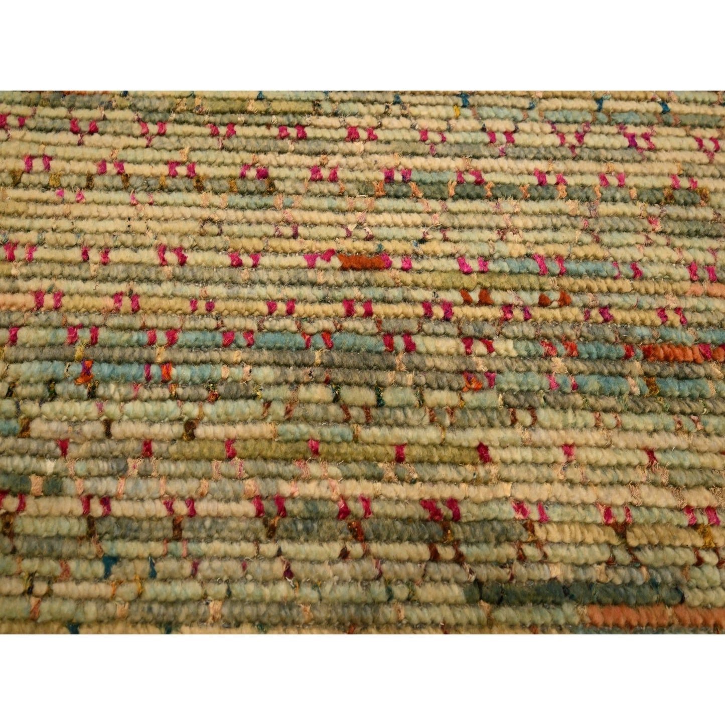 9'1"X12'2" Beige Wool And Sari Silk With Textured Weave Hand Knotted Rug