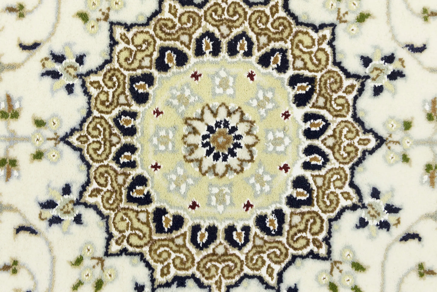 Indo-Nain Hand-Knotted Wool Oriental Rug Classic