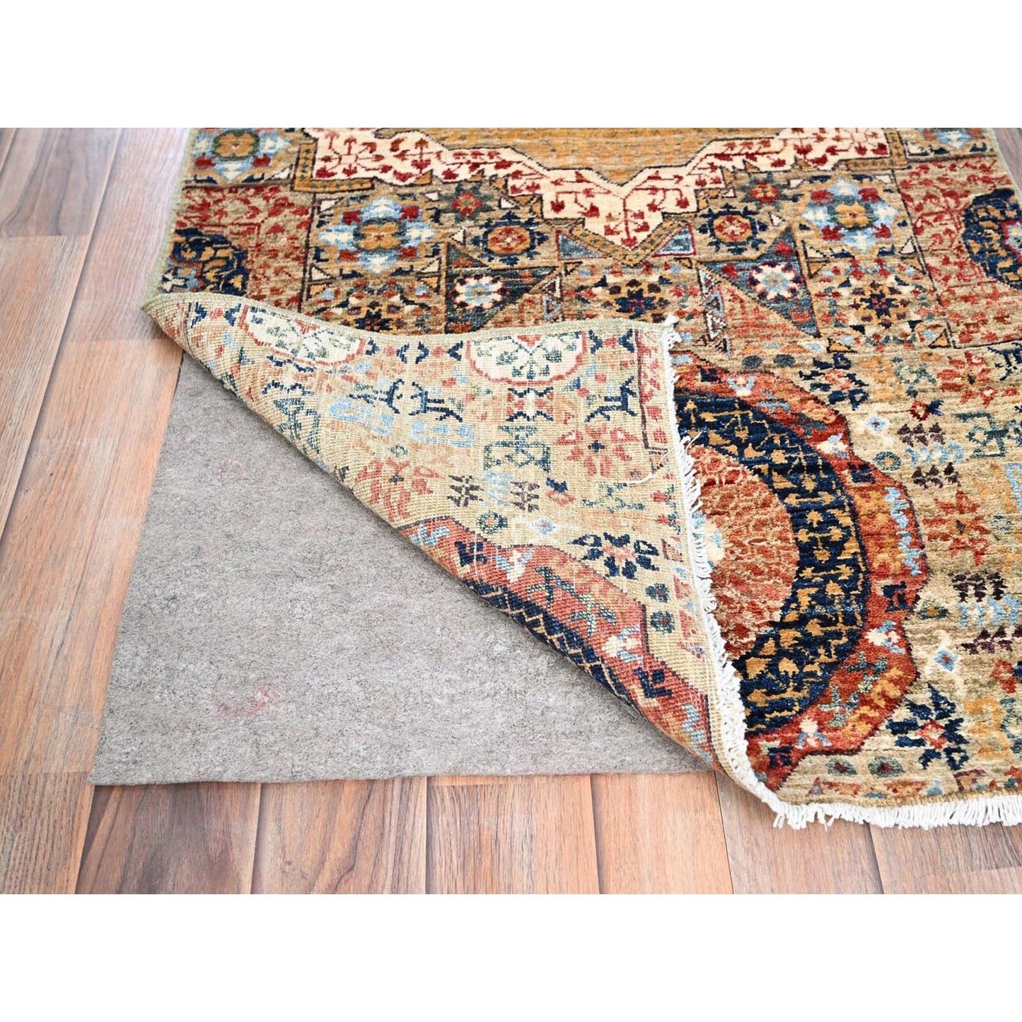 2'5"X10'3" White Mamluk Design Soft Wool Hand Knotted Runner Oriental Rug