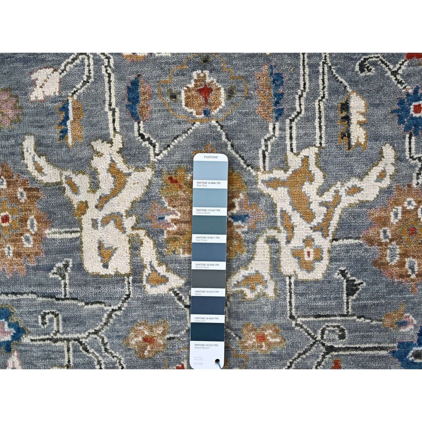 9'X11'10" Gray Heris All Over Design Hand Knotted Pure Wool Oriental Rug