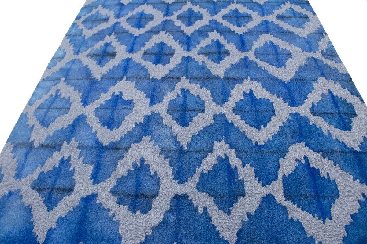Blue Abstract Design Living Room Decor 5X8