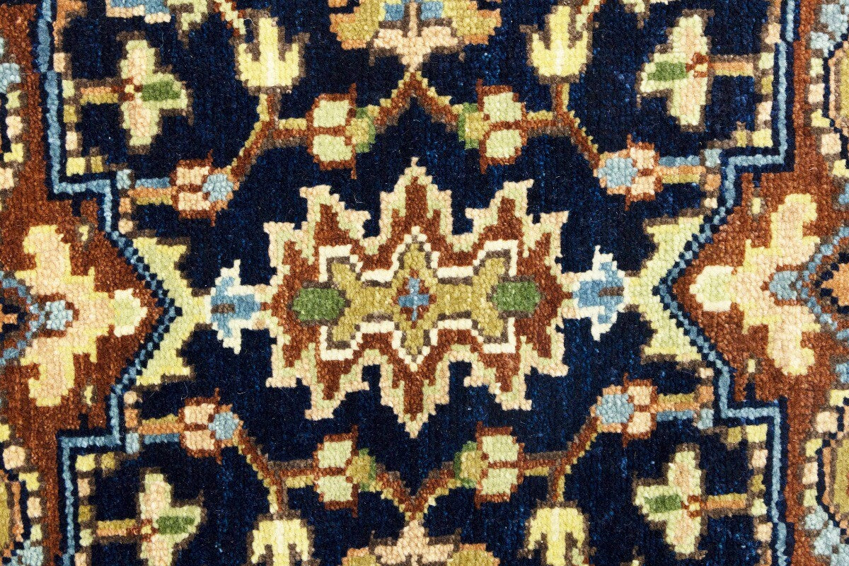 Handmade Heriz Serapi Runner Rug Geometric