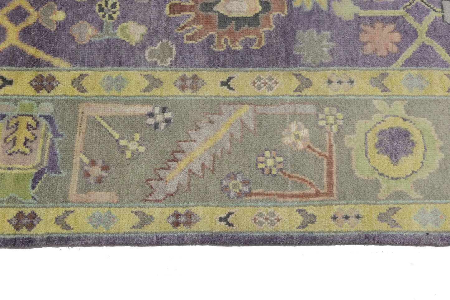 Hand-Knotted Muted Oushak Rug Colorfast Oriental