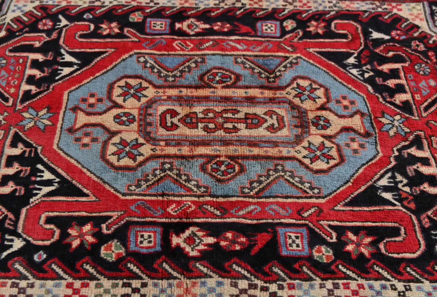 Red Tribal Geometric Design Oriental Rug 4X6 Ft