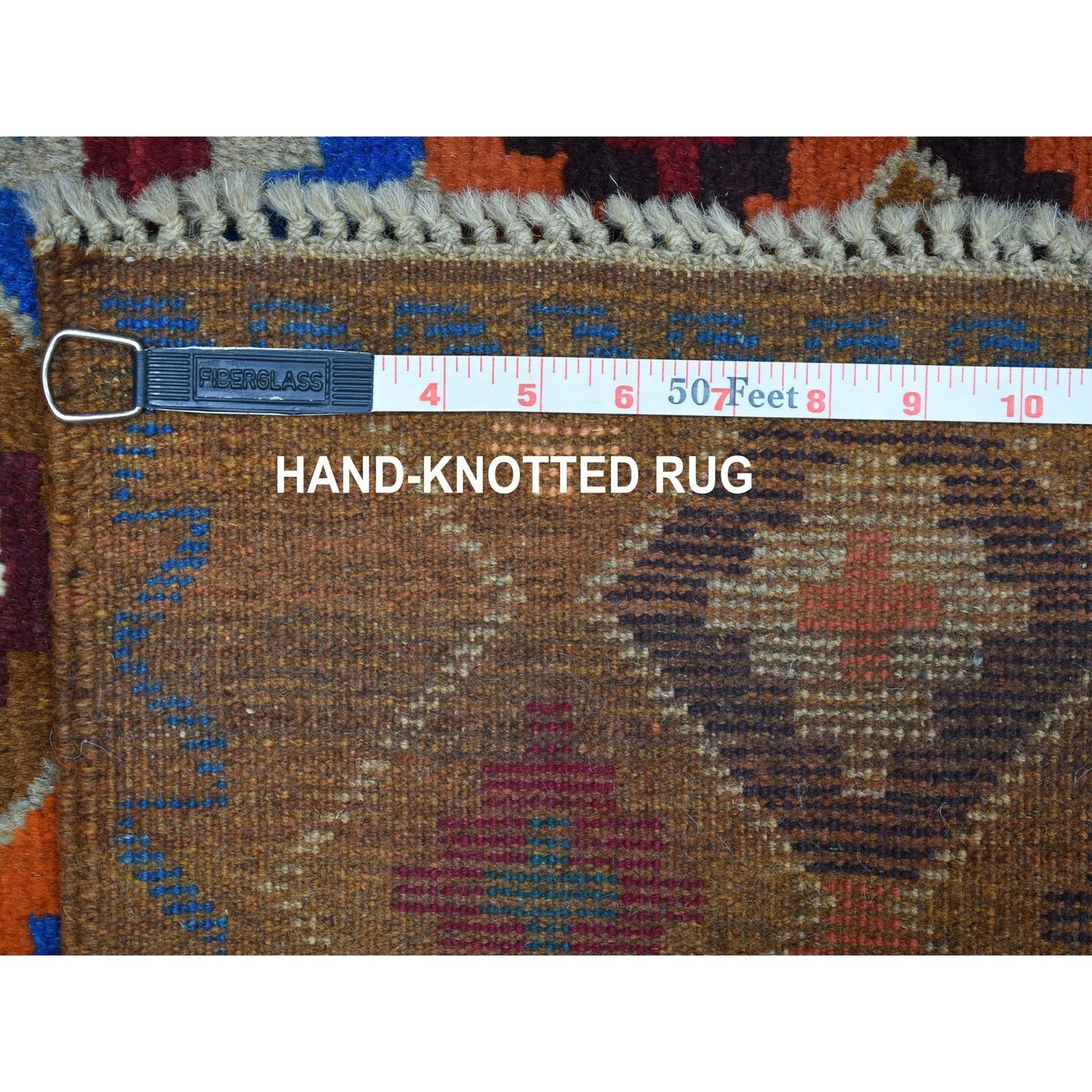 3'5"X4'10" Geometric Design Wool Hand Knotted Colorful Afghan Village Rug