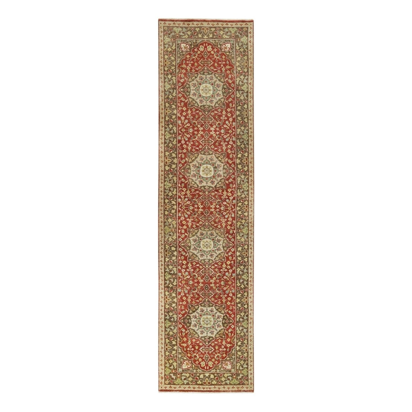 2'6"X10'1" Upsdell Red Haji Jalili Design Hand Knotted Wool Runner Rug