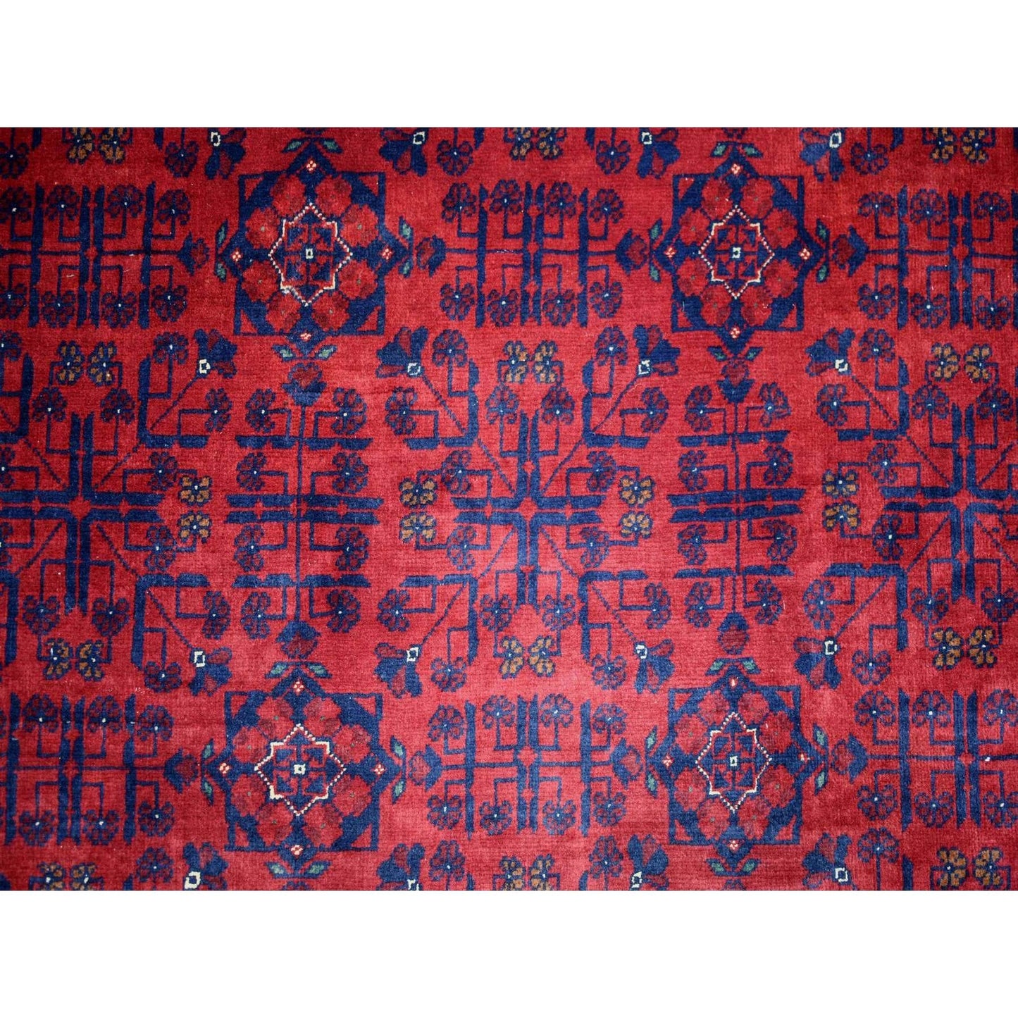 10'X12'10" Red Hand Knotted Soft Wool Afghan Khamyab Geometric Design Rug