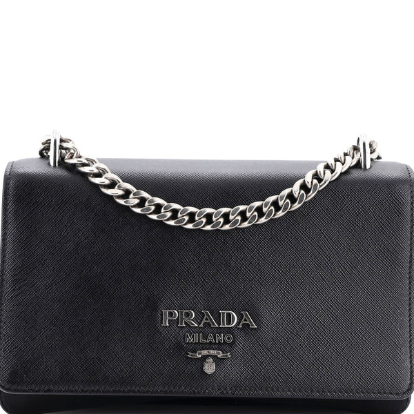 Prada Chain Flap Crossbody Bag Tessuto And Saffiano Leather Medium