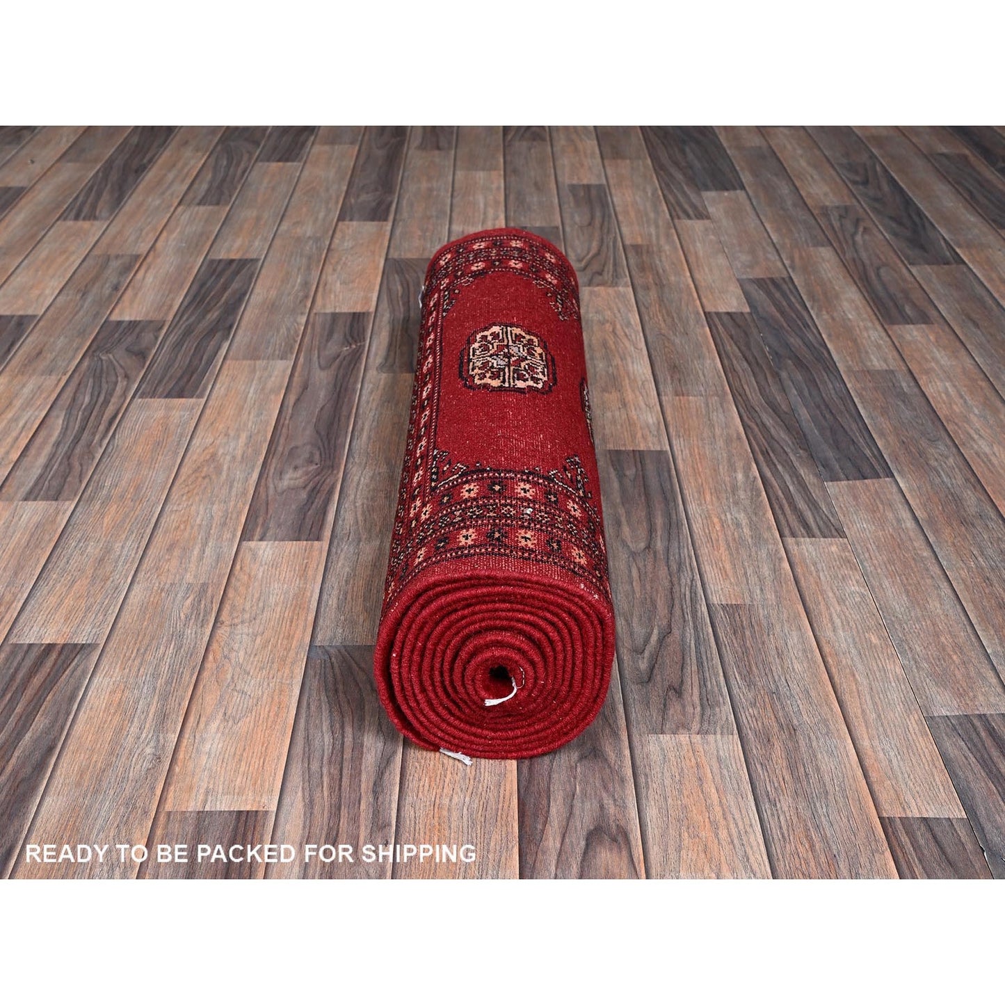 2'7"X11'10" Scarlet Red Princess Bokara Soft Wool Hand Knotted Runner Rug
