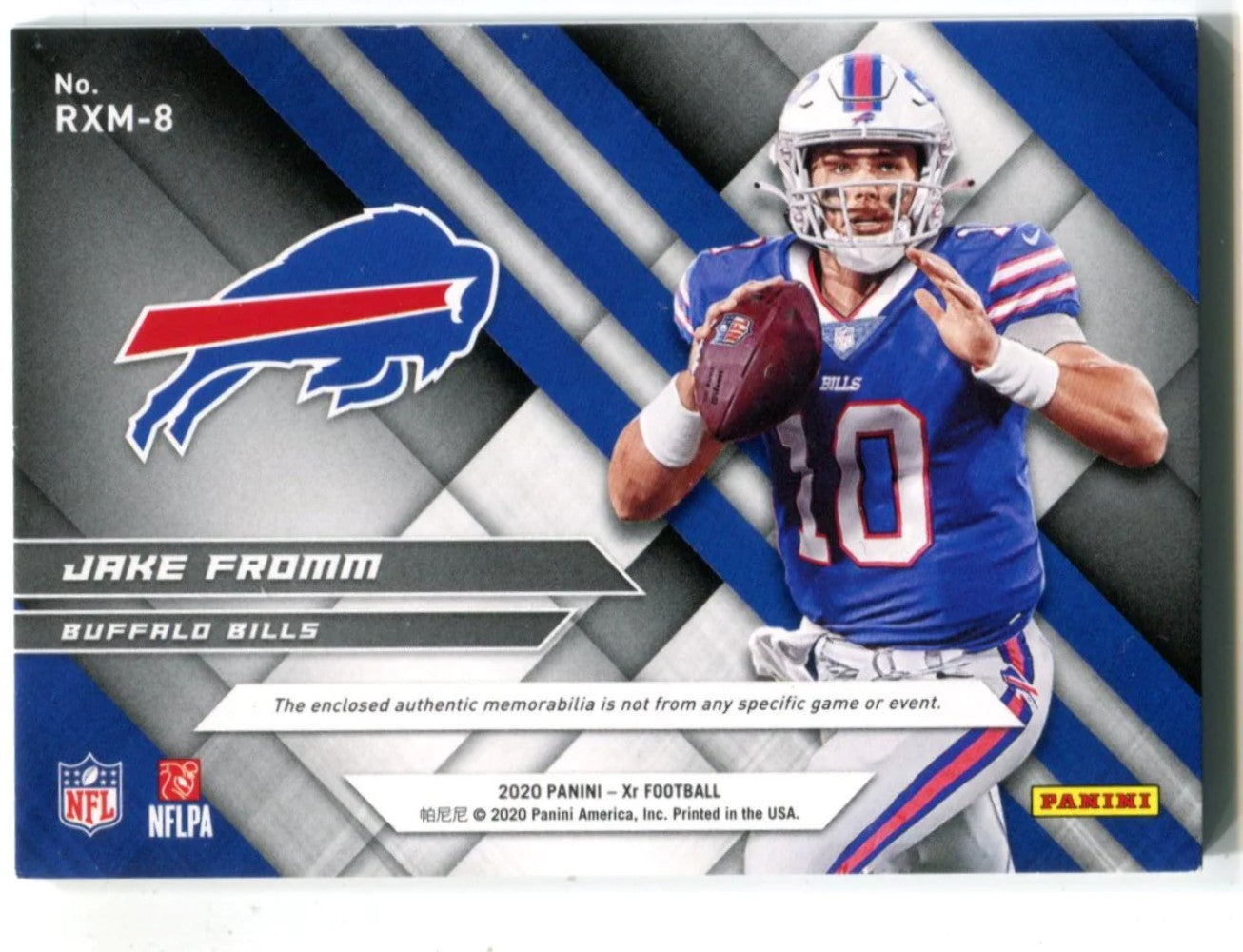 Jake Fromm 2020 Panini Xr Rookie Materials #Rxm8 1/1 Card