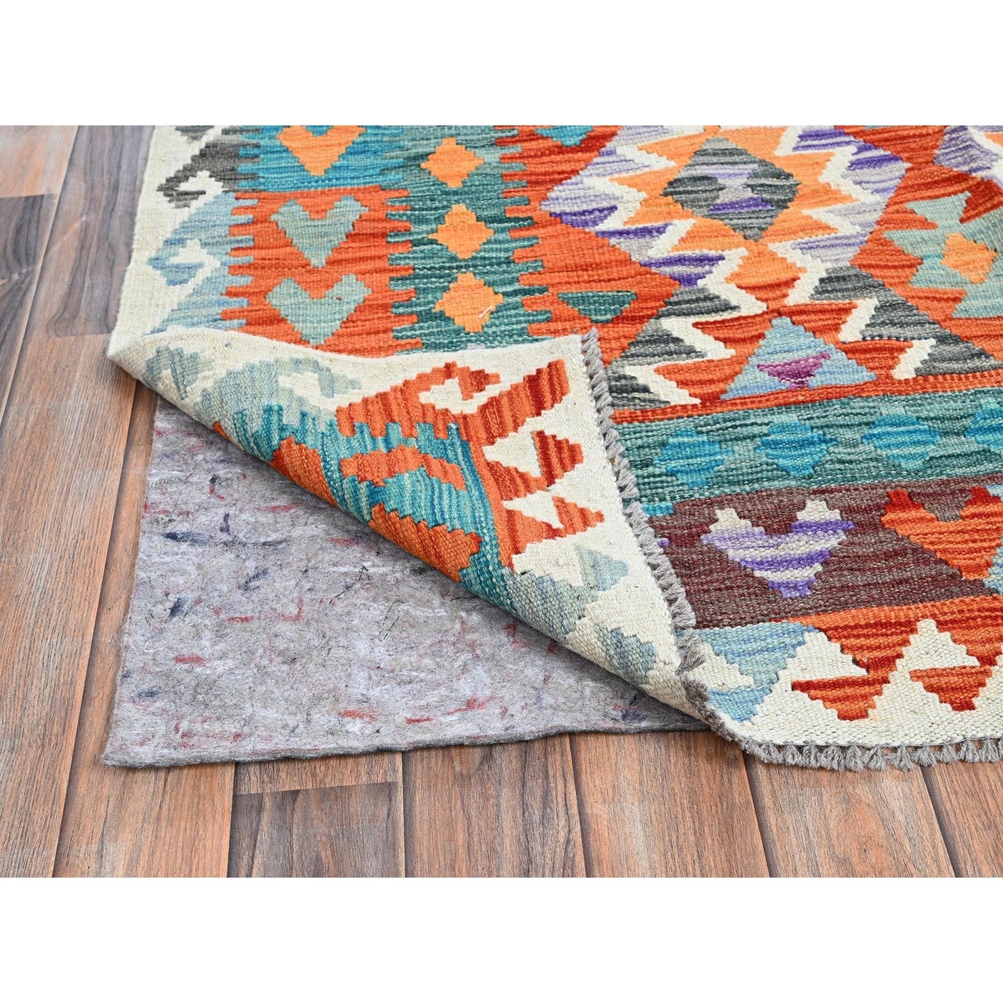 10'X13' Colorful Afghan Kilim Flat Weave Pure Wool Hand Woven Rug