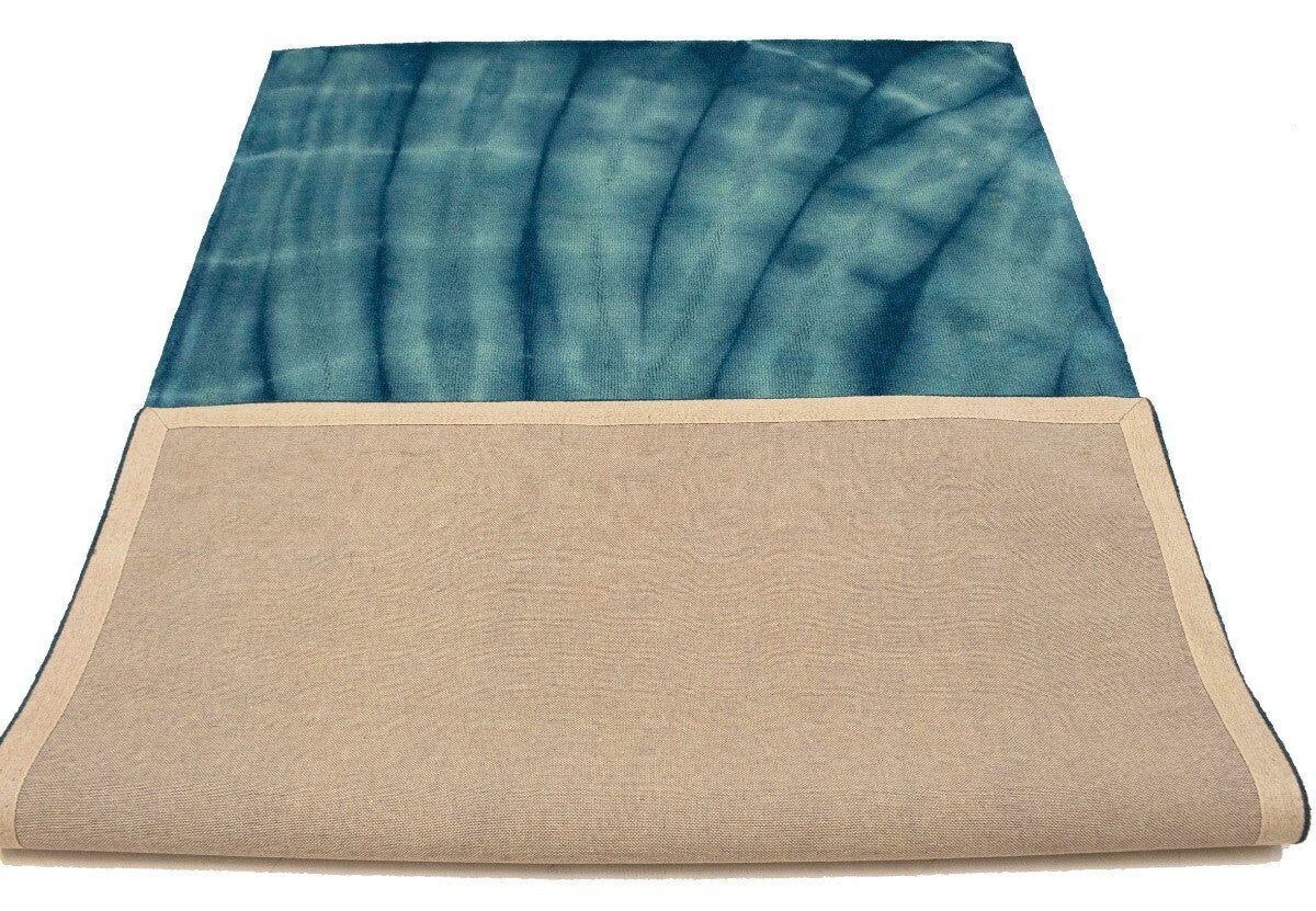 Hand-Tufted Ocean Blue Tie-Dye Wool Rug Modern