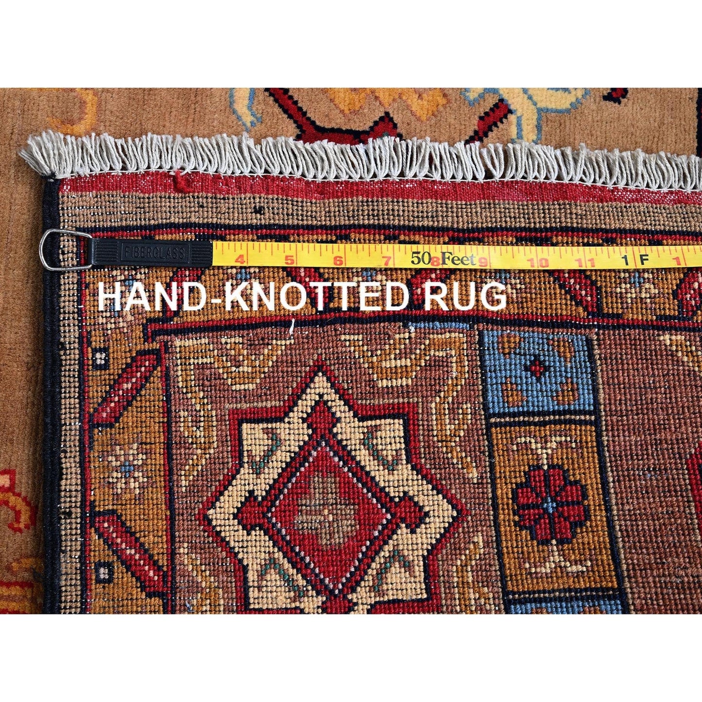 5'X6'10" Brown Afghan Khamyab With Khotan Design Hand Knotted Wool Rug
