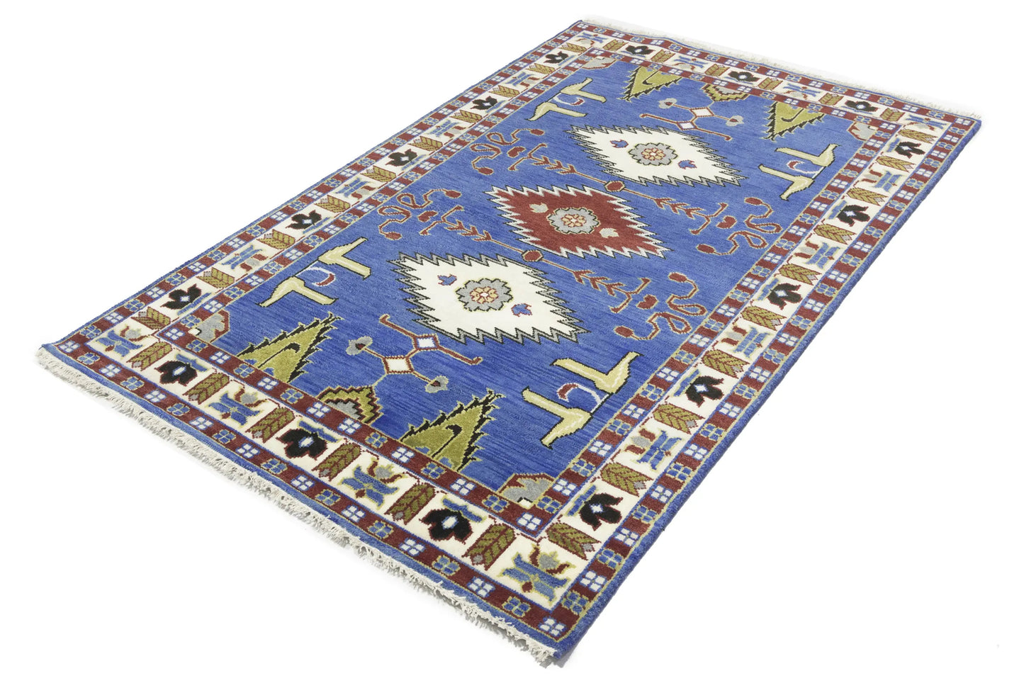 Kazak Oriental Area Rug Geometric Tribal Design