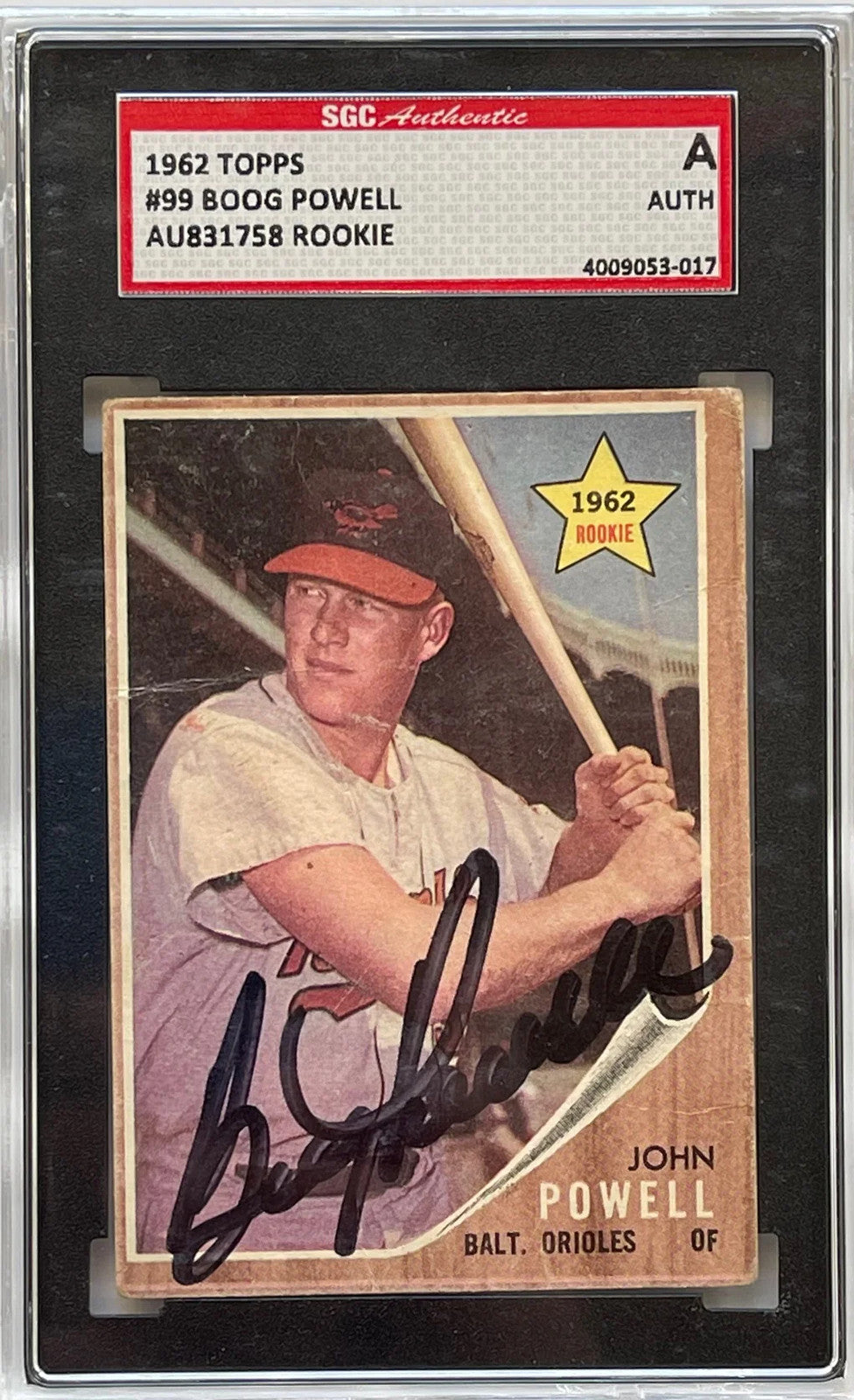 Boog Powell Autographed 1962 Topps Rookie Card