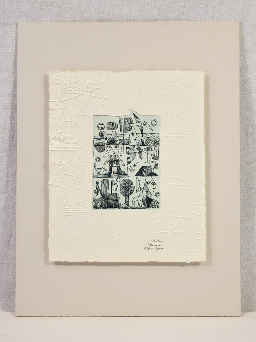 Simone & Henri Jean Etching With Embossing Limited 200 Hand-Signed Contemporary