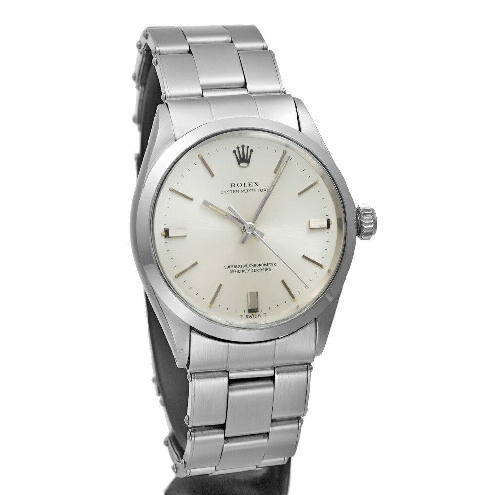 Rolex Oyster Perpetual 1002 Silver Case Size 34Mm34Mm Men'S Used Watch #24174