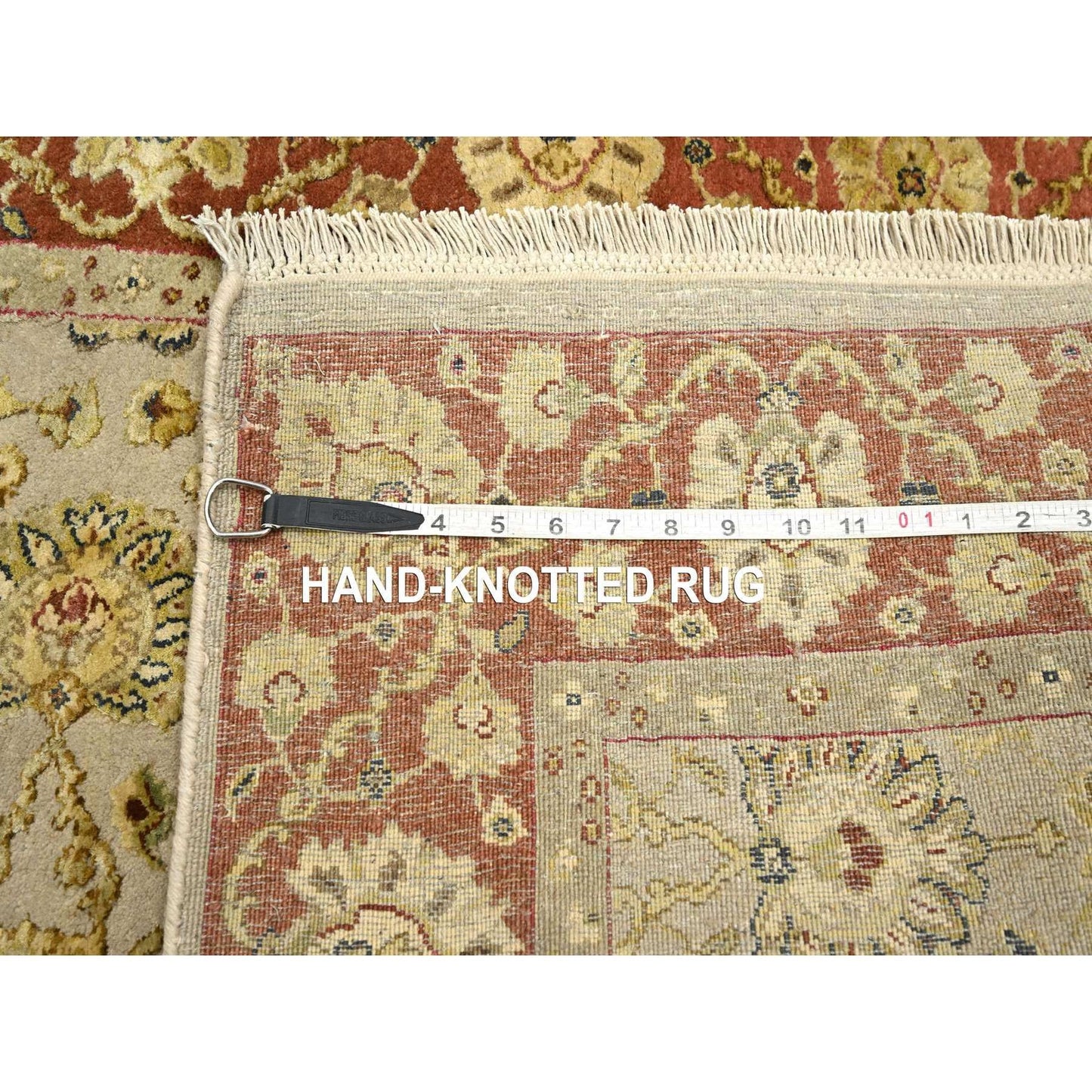 3'X5'6" Brown Rajasthan Leaf Design Hand Knotted Wool & Silk Oriental Rug