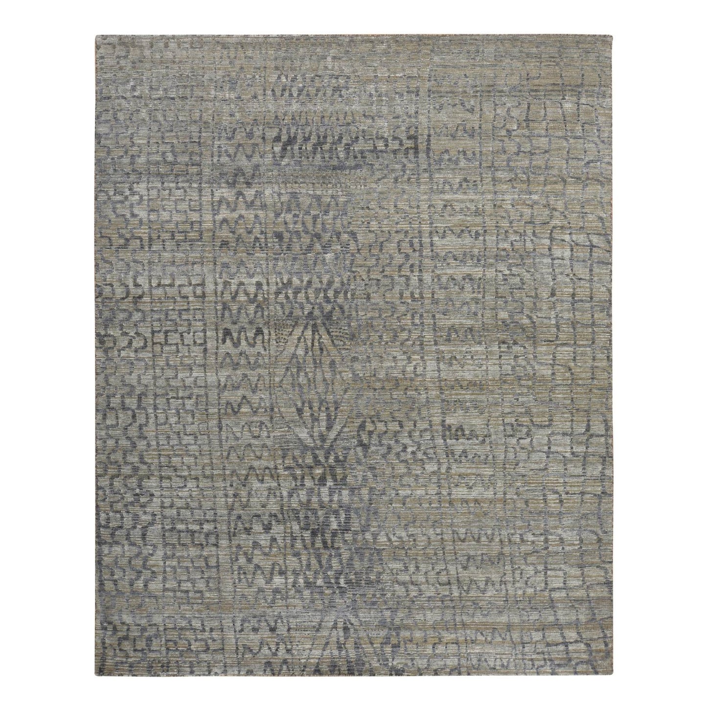 8'X10'1" Spanish Gray Berber Influence Tone On Tone Silk Hand Knotted Rug