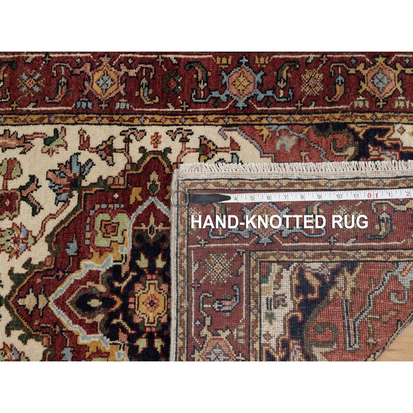 2'7"X6'1" Ivory Hand Knotted Rug Antiqued Heris Re-Creation Wool Runner