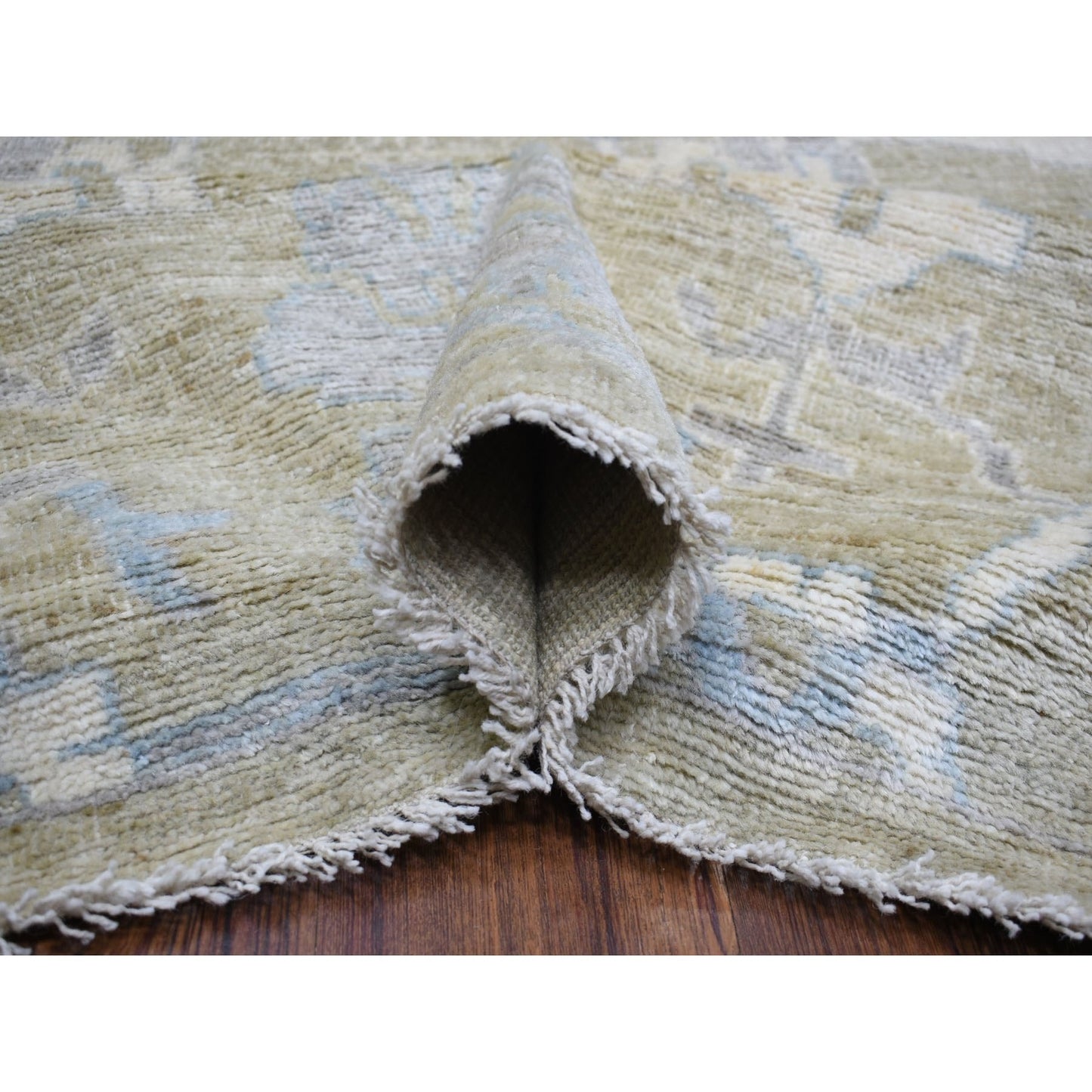 12'1"X15'5" Gray Afghan Angora Oushak Wool Hand Knotted Oversized Rug