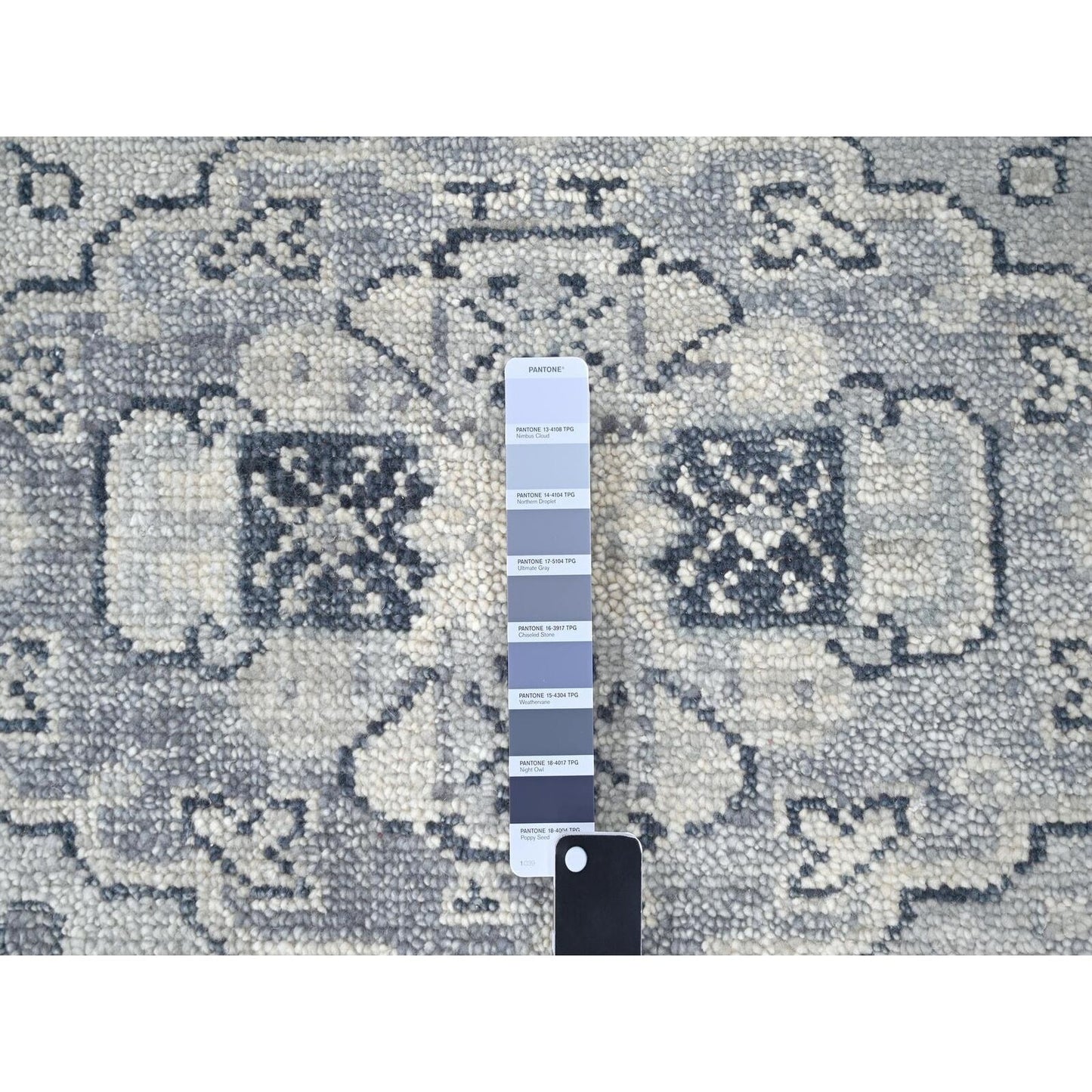 12'X17'9" Gray Hand Knotted Anatolian Design Organic Wool Oversized Rug