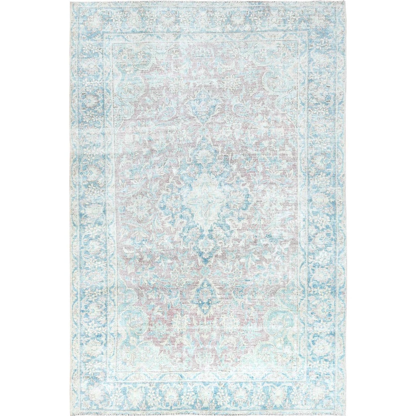 8'1"X12' Red Distressed Vintage Farsian Karman Wool Hand Knotted Rug