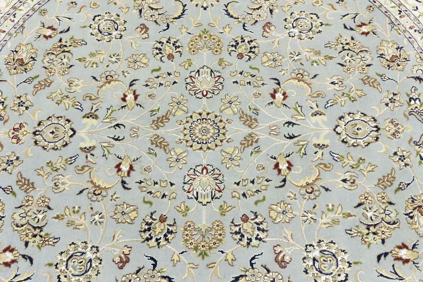 Hand-Knotted Traditional Indo-Nain Floral Round