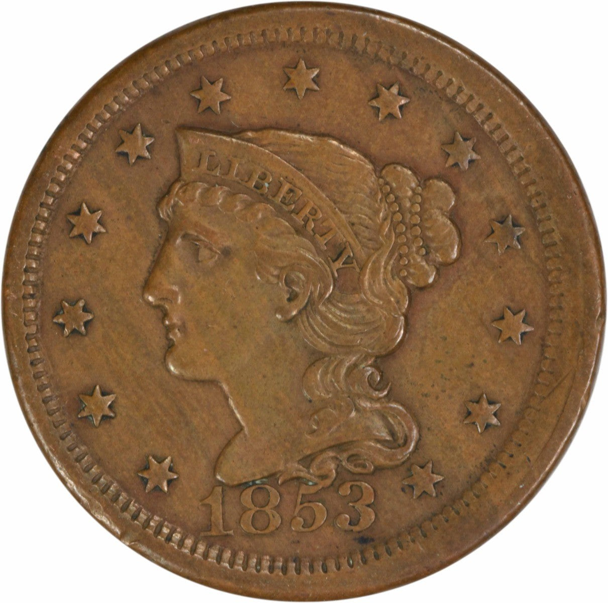 1853 Large Cent AU Uncertified #230