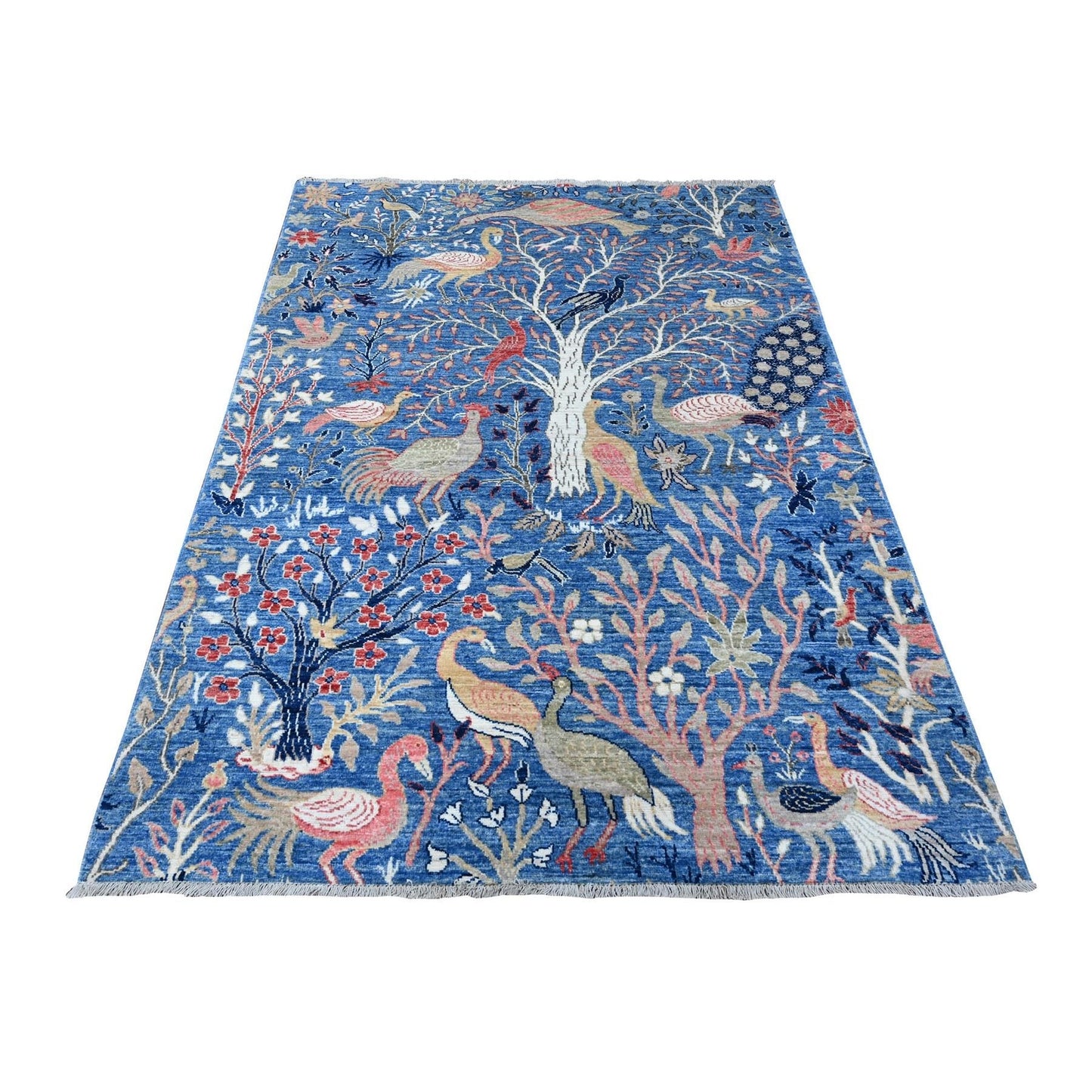 5'X6'10" Lake Blue Hand Knotted Peshawar Tree Of Life Wool Oriental Rug