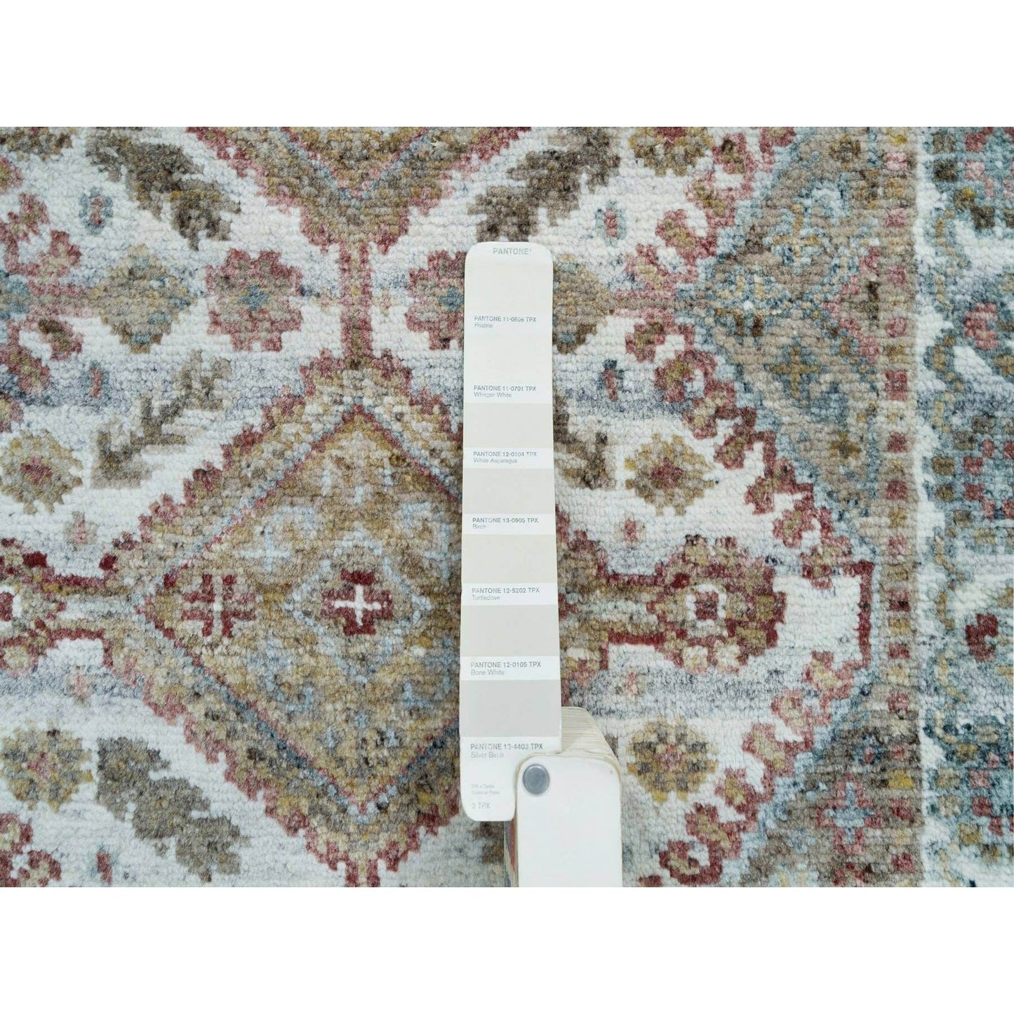 2'6"X9'9" Anti-Flash White Unique Flower Border Runner Oriental Rug