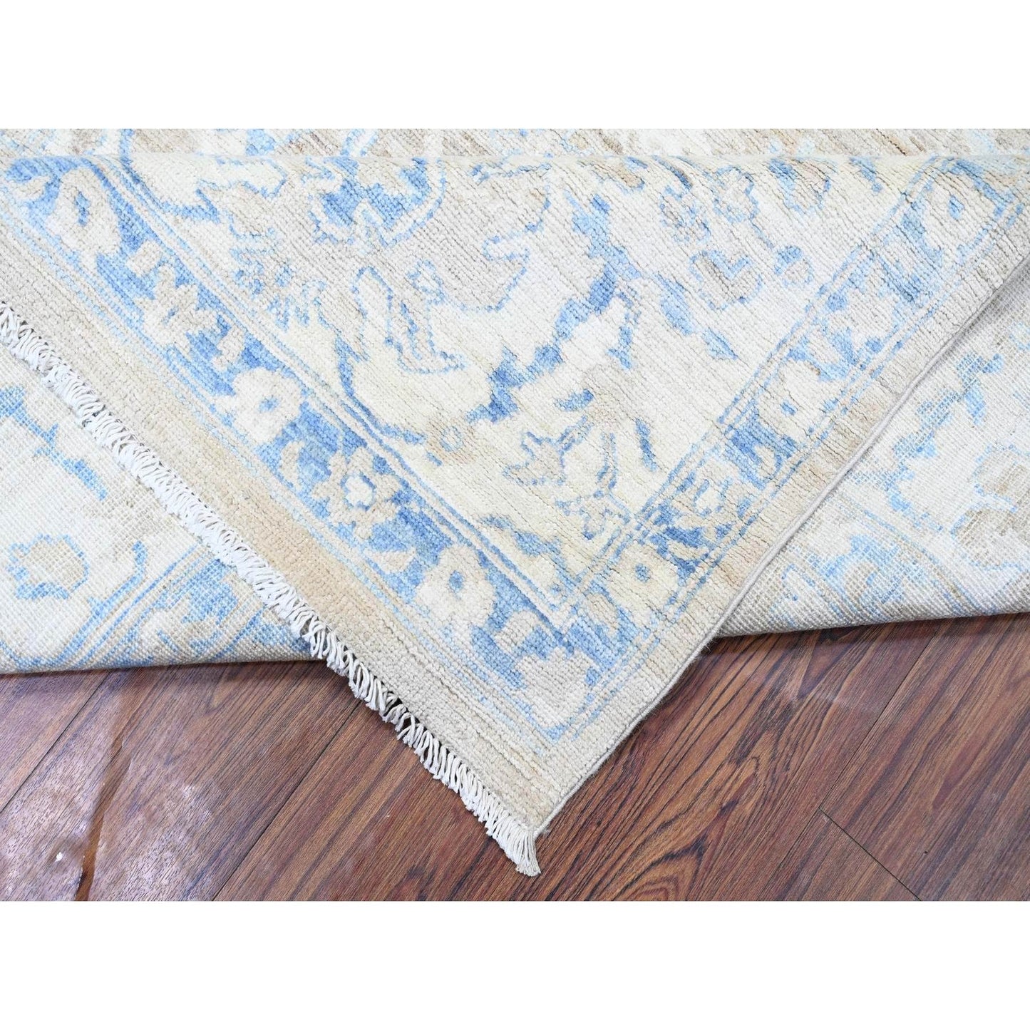 8'9"X12' Brown White Wash Peshawar Wool Hand Knotted Oriental Rug