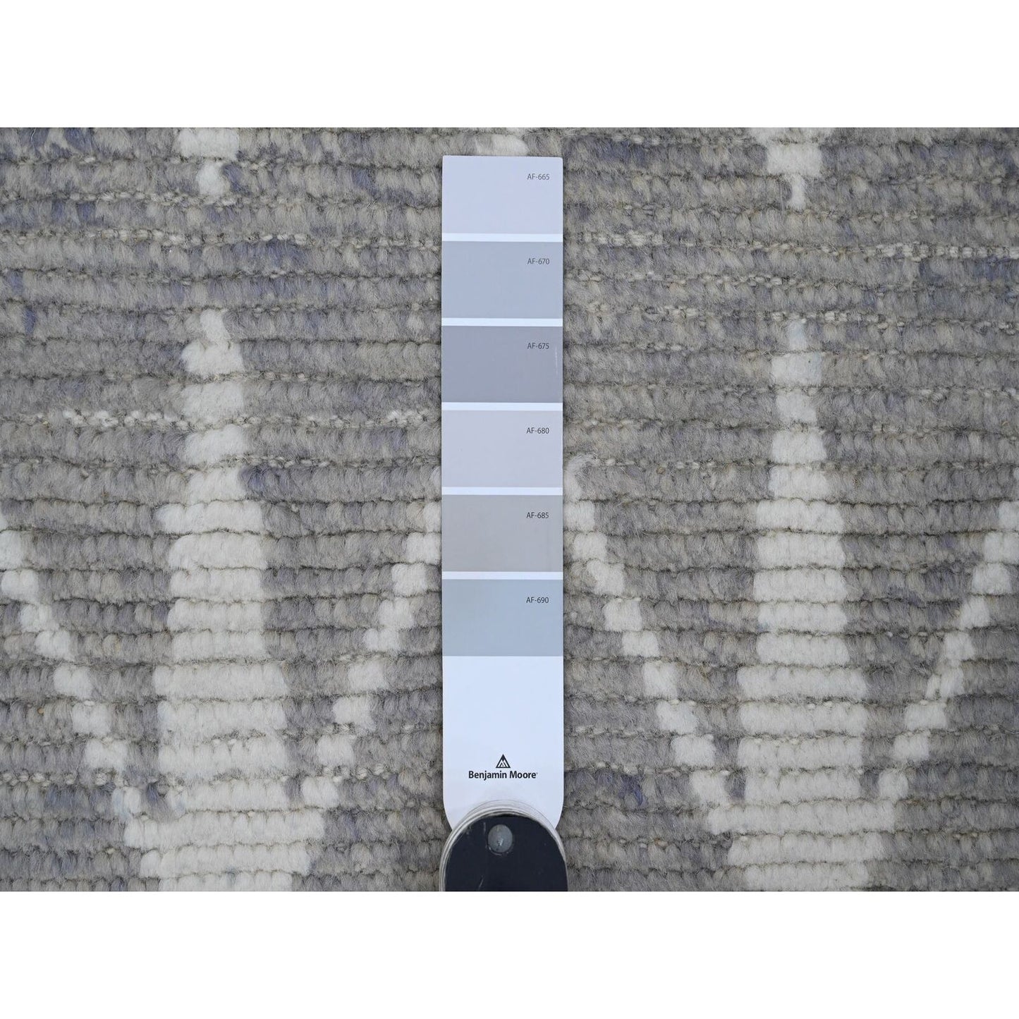 9'1"X12'4" Gray Moroccan Weave Geometric Pattern Hand Knotted Wool Rug