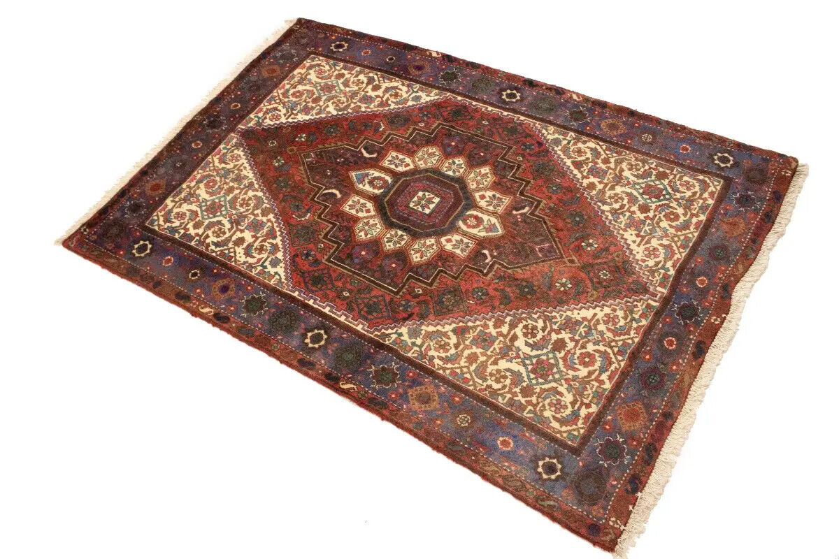 Vintage Handmade Oriental Rug Floral Geometric