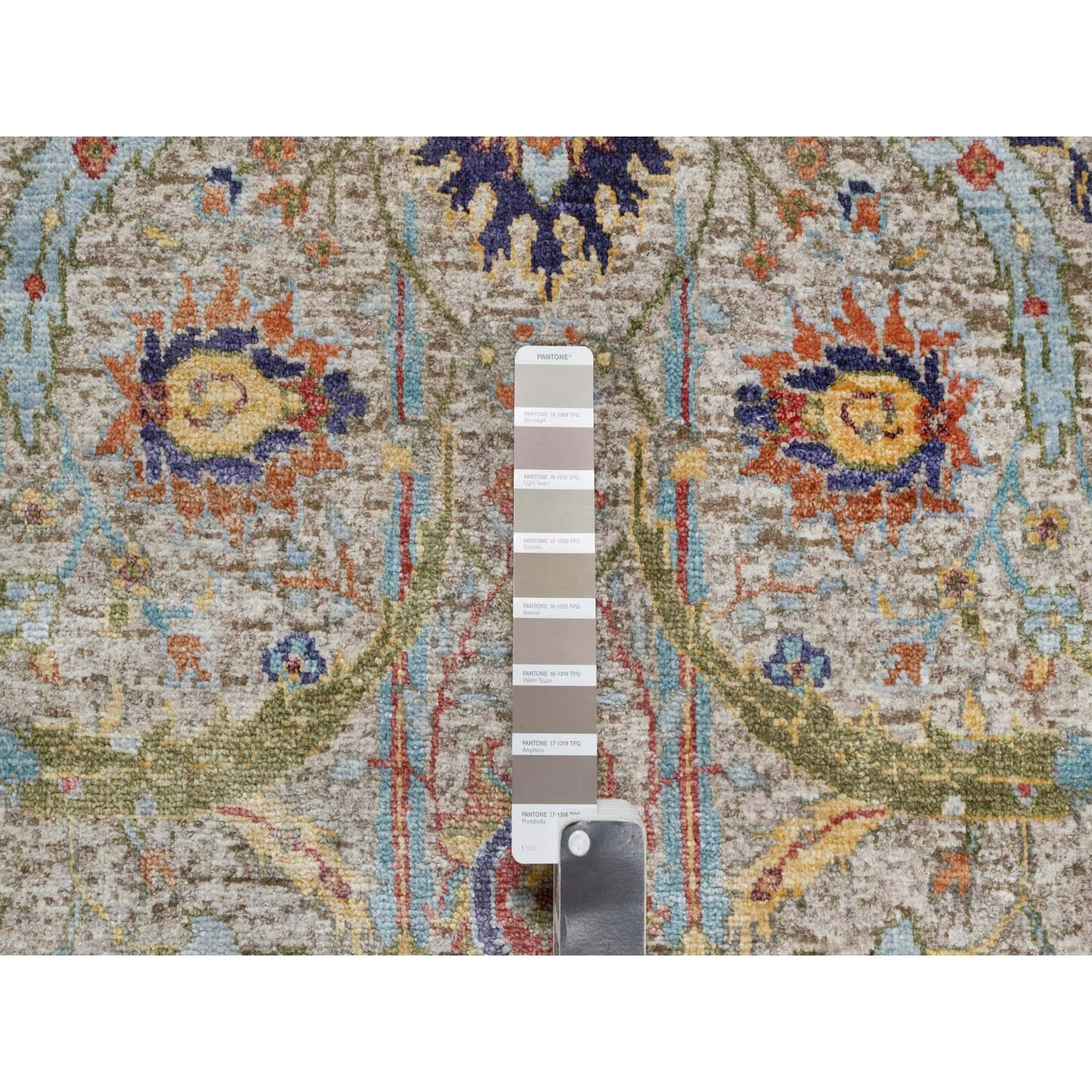 2'7"X22'1" Beige Hand Knotted Silk And Wool Sickle Leaf Xl Runner Rug