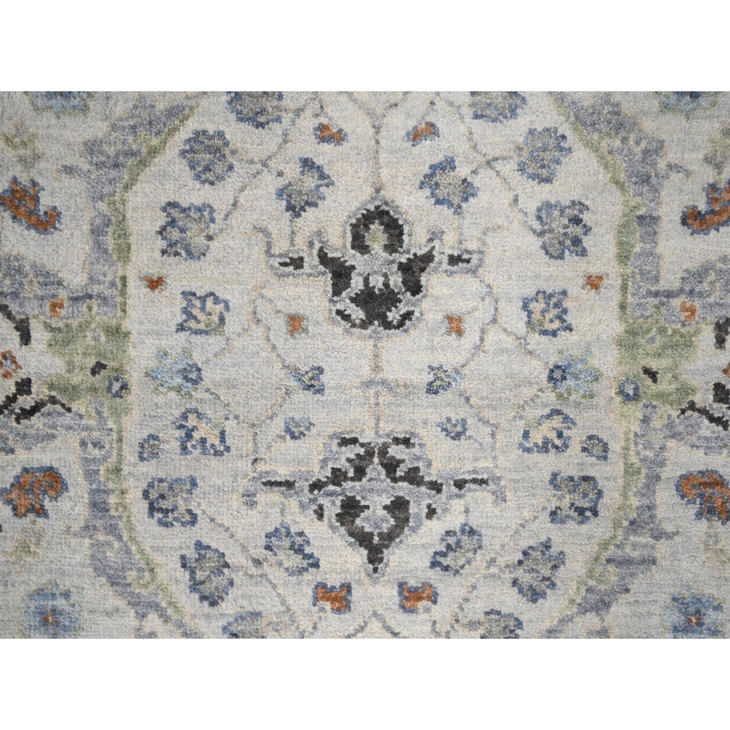 2'6"X9'10" Pastel Gray Denser Weave Oushak Wool Hand Knotted Runner Rug