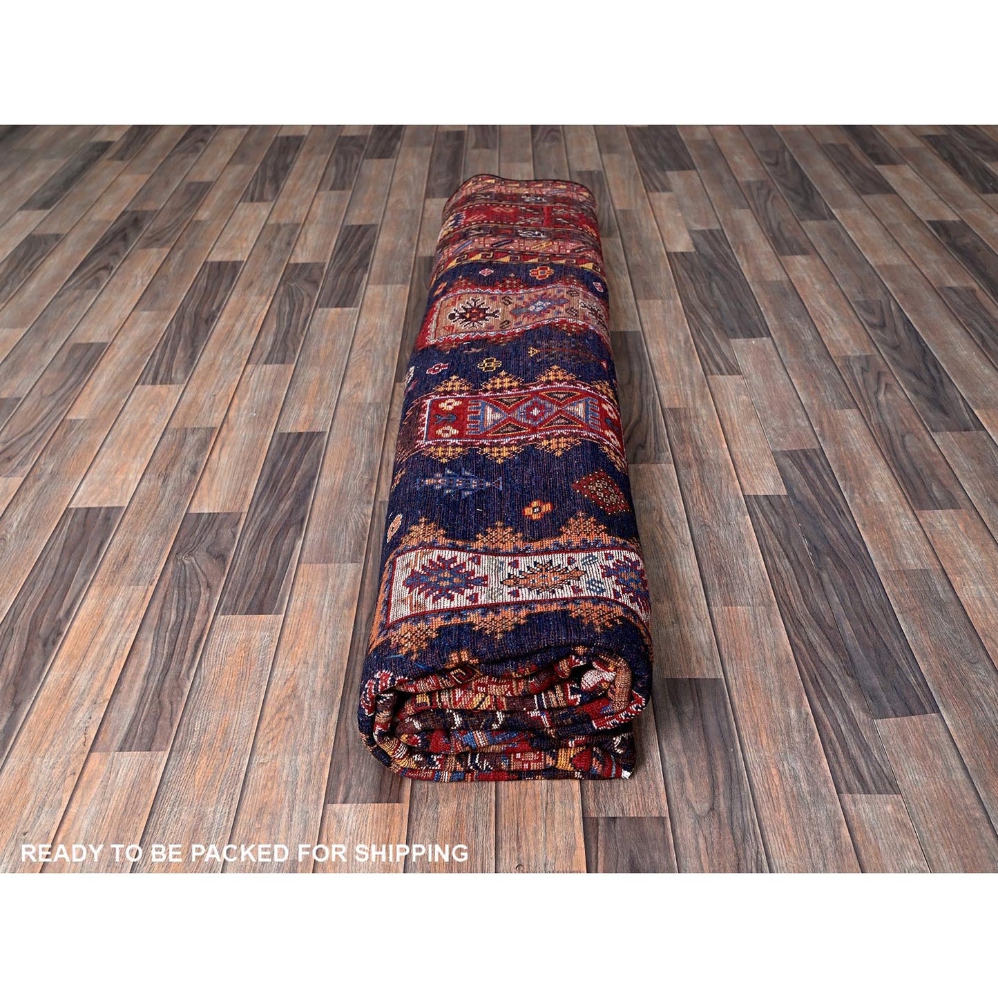 Rug 10'2"x10'2" Yale Blue Caucasian Design Revival Hand Knotted Wool Square