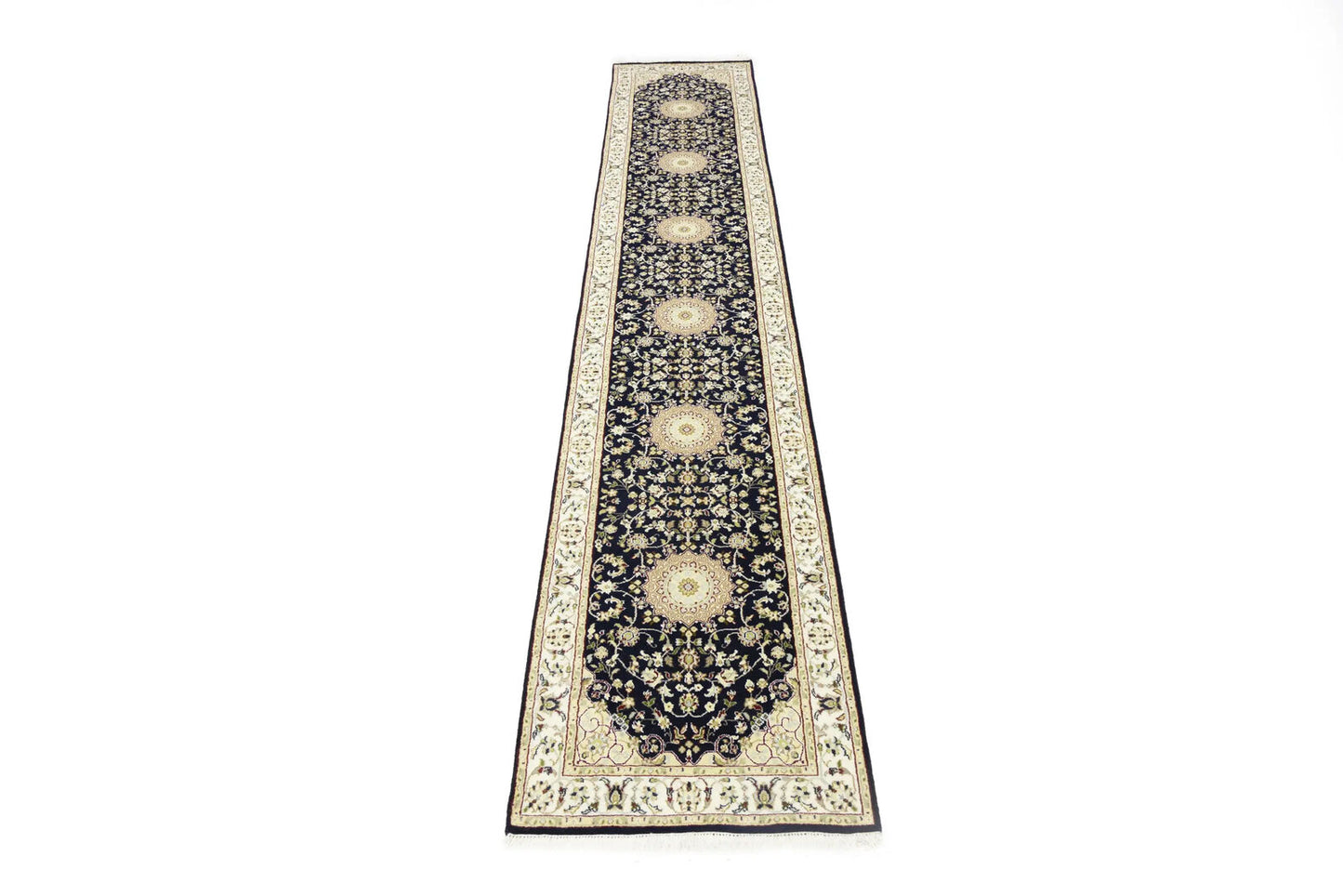 Handmade Indo-Nain Oriental Runner Rug Oversized