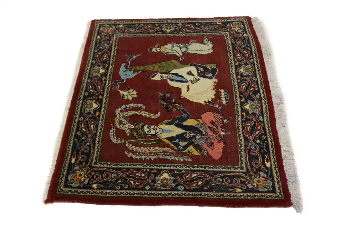 Wine Red Vintage Pictorial Design Handmade