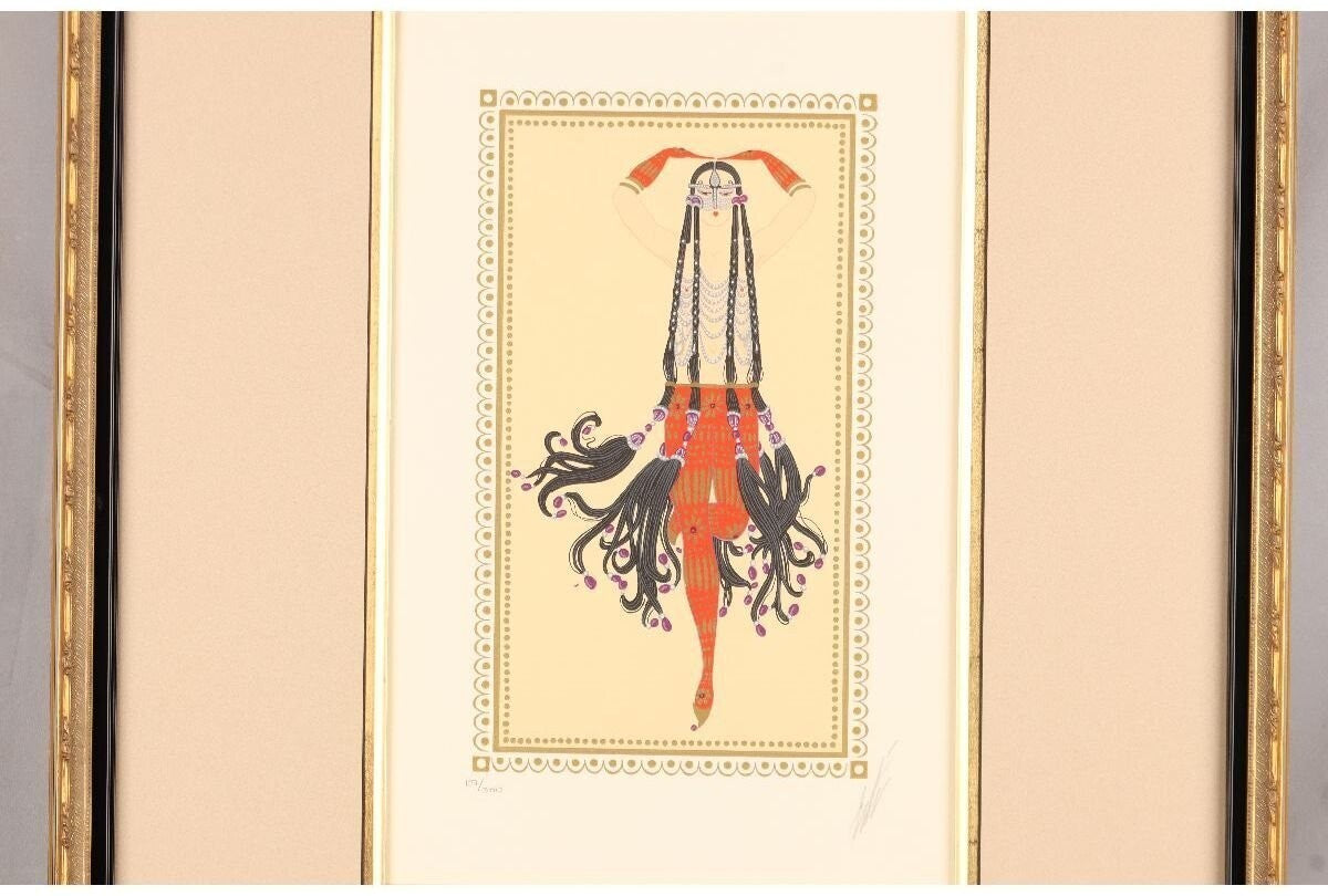 Erte "Scheherazade" Embossed Color Serigraph Silkscreen Hand Signed Framed