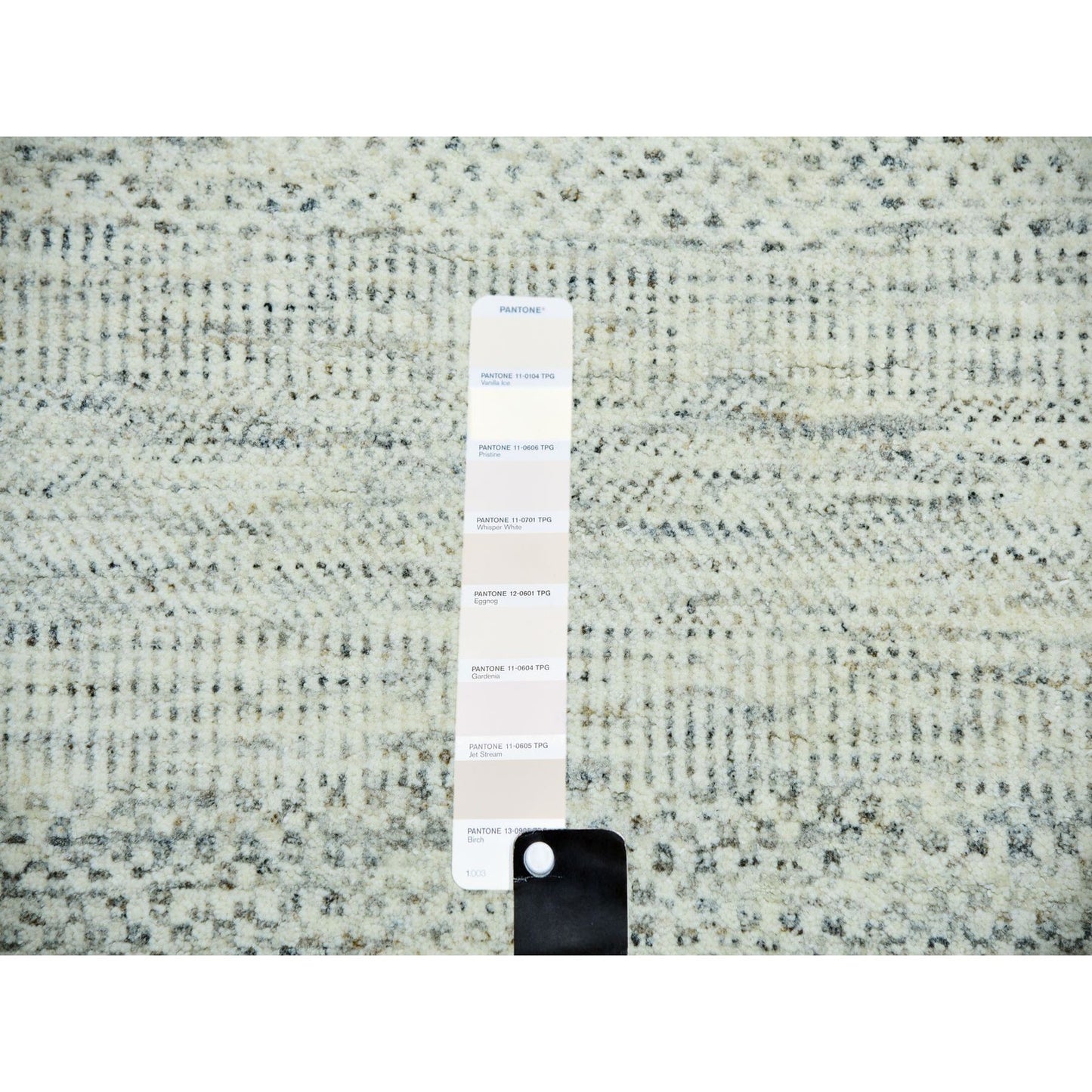 14'X14' Eggnog White Hand Knotted Modern Grass Design Wool Square Rug