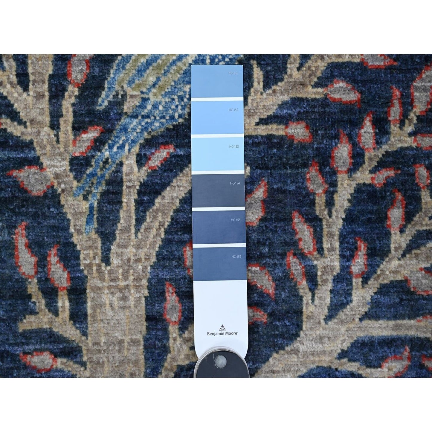 2'4"X5'10" Yale Blue Birds Paradise Hand Knotted Wool Runner Oriental Rug