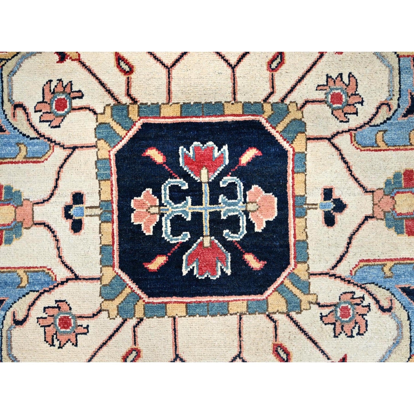 12'1"X15'9" Red Hand Knotted Wool Heris Seeripe Geometric Oversized Rug