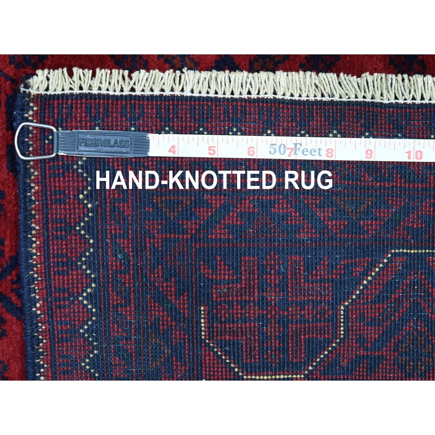 3'3"X4'8" Geometric Design Afghan Khamyab Wool Hand Knotted Oriental Rug