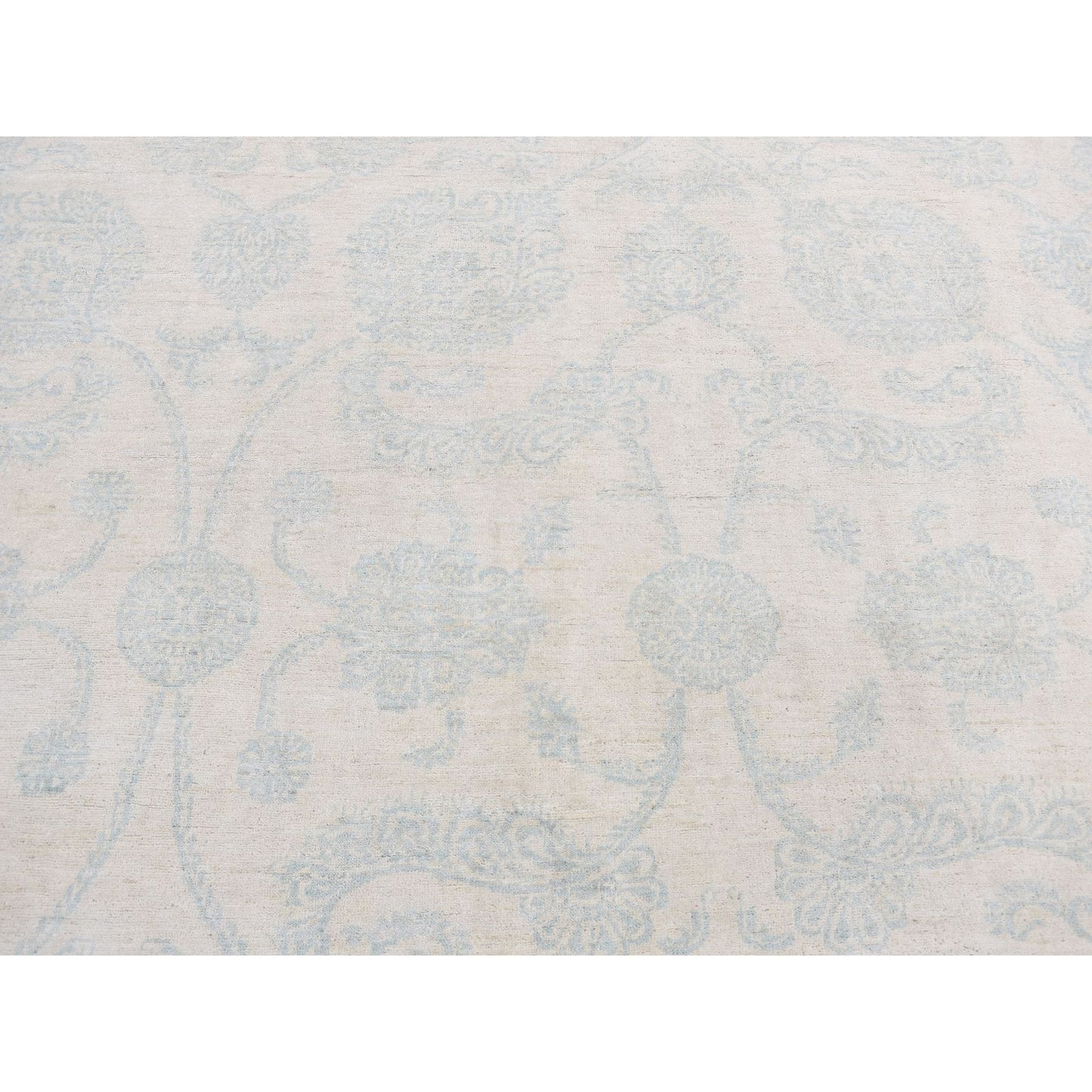 8'X10'1" White Tone On Tone Peshawar Design Pure Wool Hand Knotted Rug