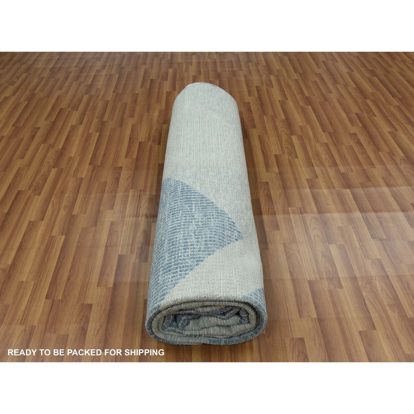 10'2"X14'2" Blue Wool Hand Knotted Geometric Art Deco Collection Rug