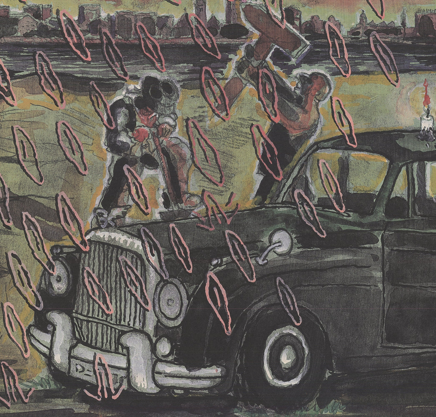 Artist Unknown Car Jack " Offset Lithograph Contemporary