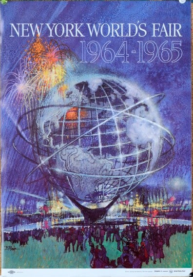 1964 New York Worlds Fair Original Poster Bob Peak (Blue Version)